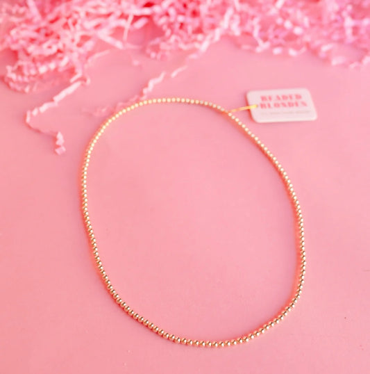 Beaded Blondes 3mm Chocker Gold 16 in