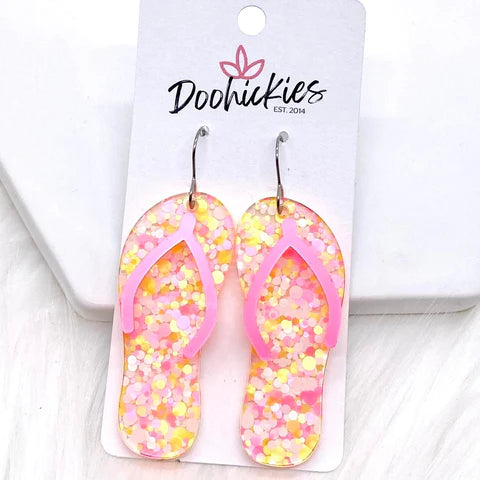 2.25" Flip Flop Acrylics - Pastel Pink Confetti