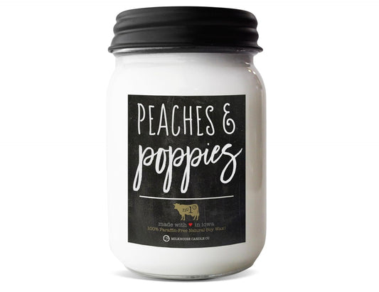 Milkhouse Candle Co. Peaches & poppies Mason 13oz