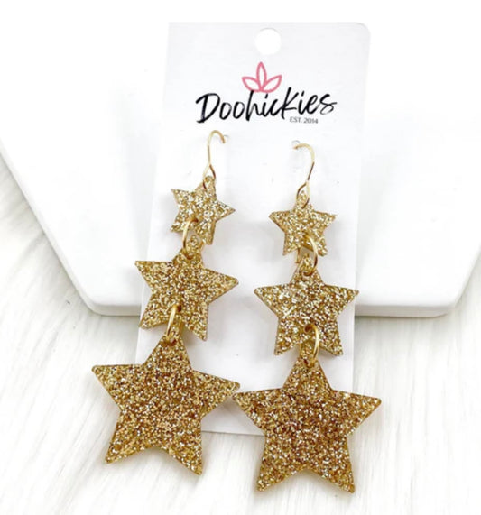 3.25 Lucky Star Waterfall Drops - Glitter Gold