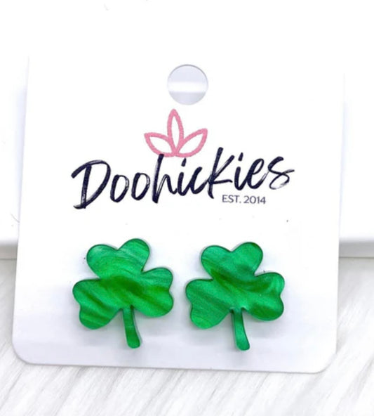 16mm Acrylic Clover Studs - Mirror Green