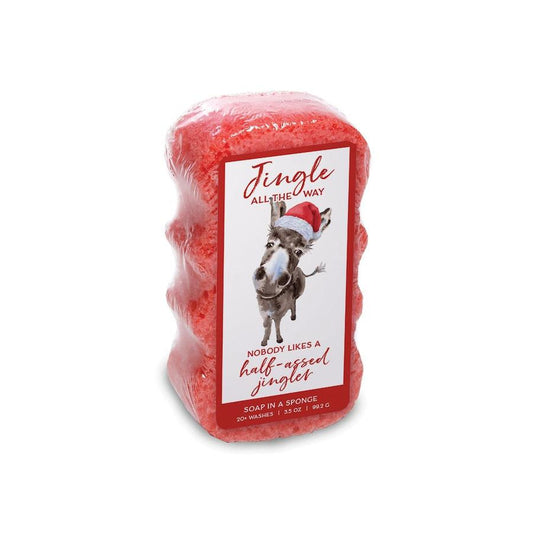 Caren Holiday Half-Assed Jingler Soap Sponge Red