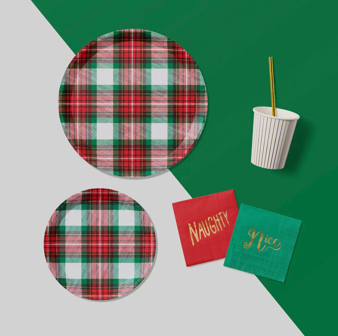 Winter Plaid Paper Plates