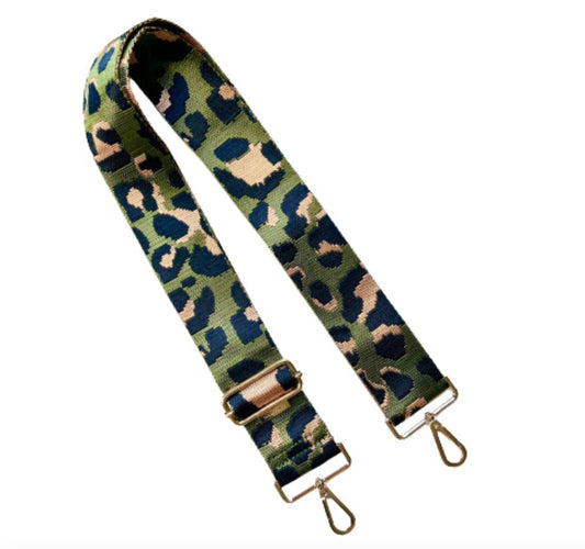 Premium Leopard Guitar Purse Strap - Olive