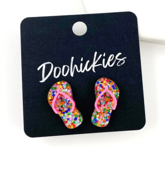 20mm Summery Flip Flop Studs - Daisy Candy Confetti