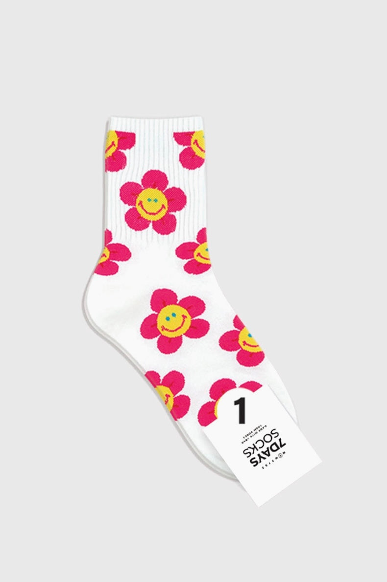 Women's Crew Smile Flower Socks