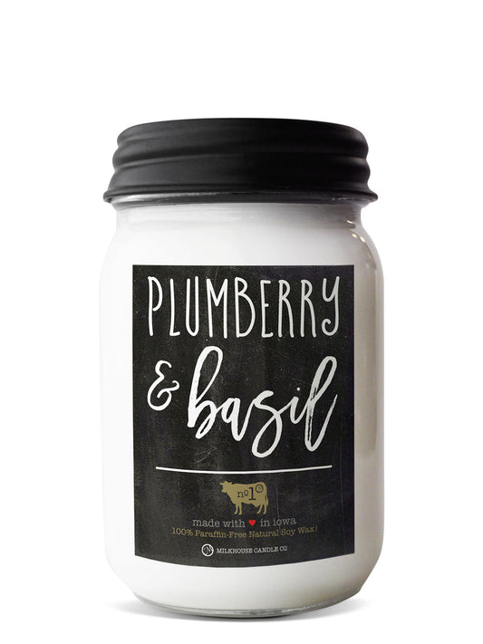 Milkhouse Candle Co. Plumberry & Basil Mason 13oz