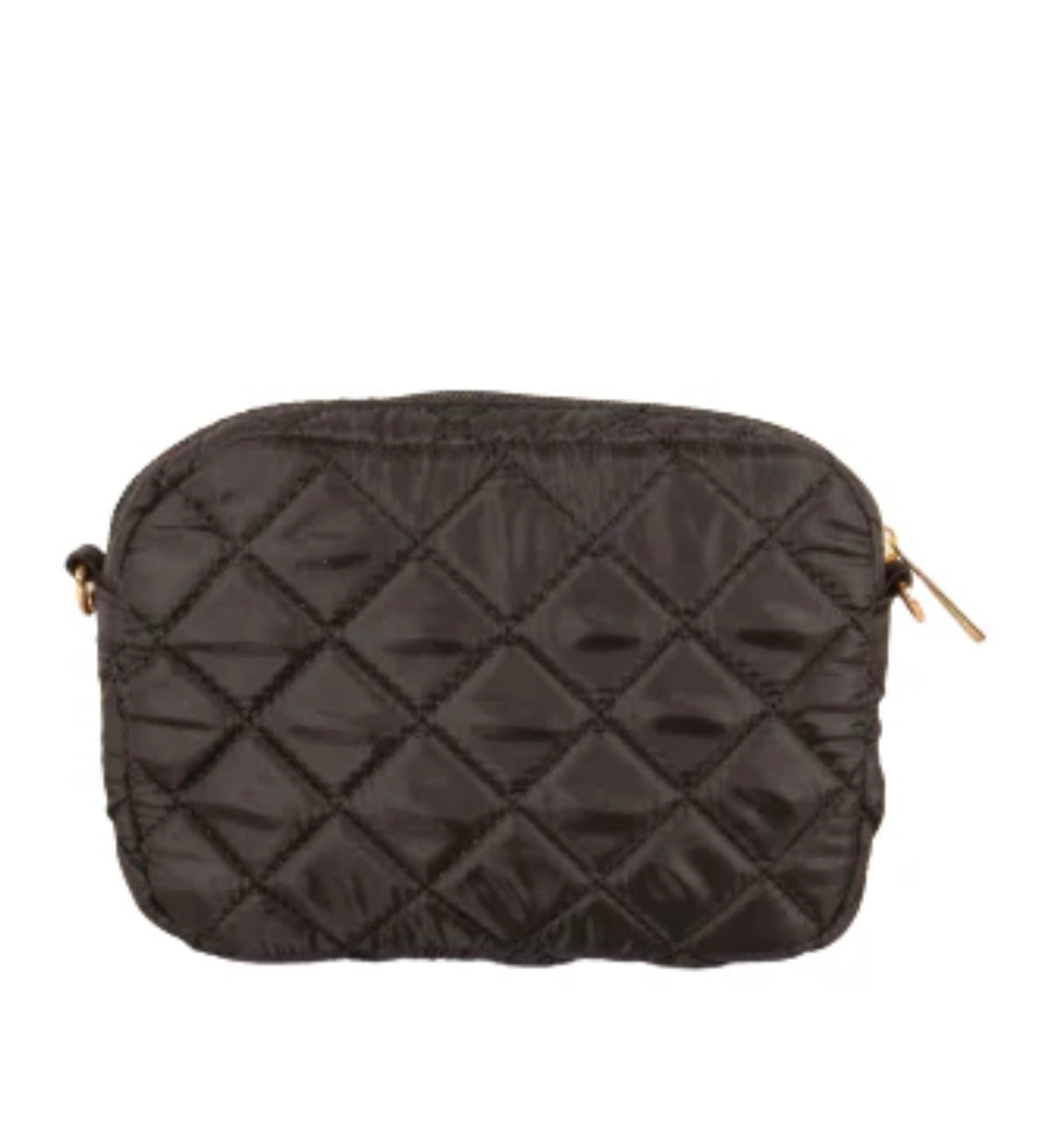 Quilted Small Crossbody Bag with Gold Chain Strap - Matte Black