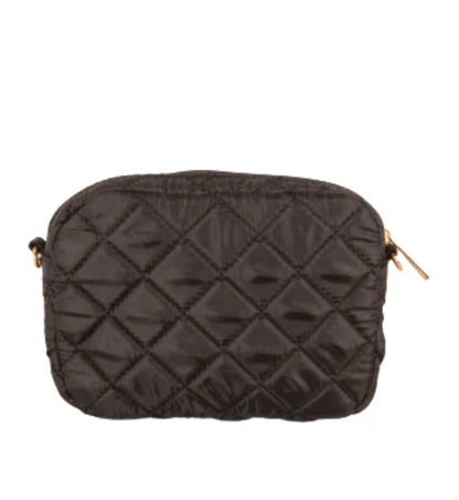 Quilted Small Crossbody Bag with Gold Chain Strap - Matte Black