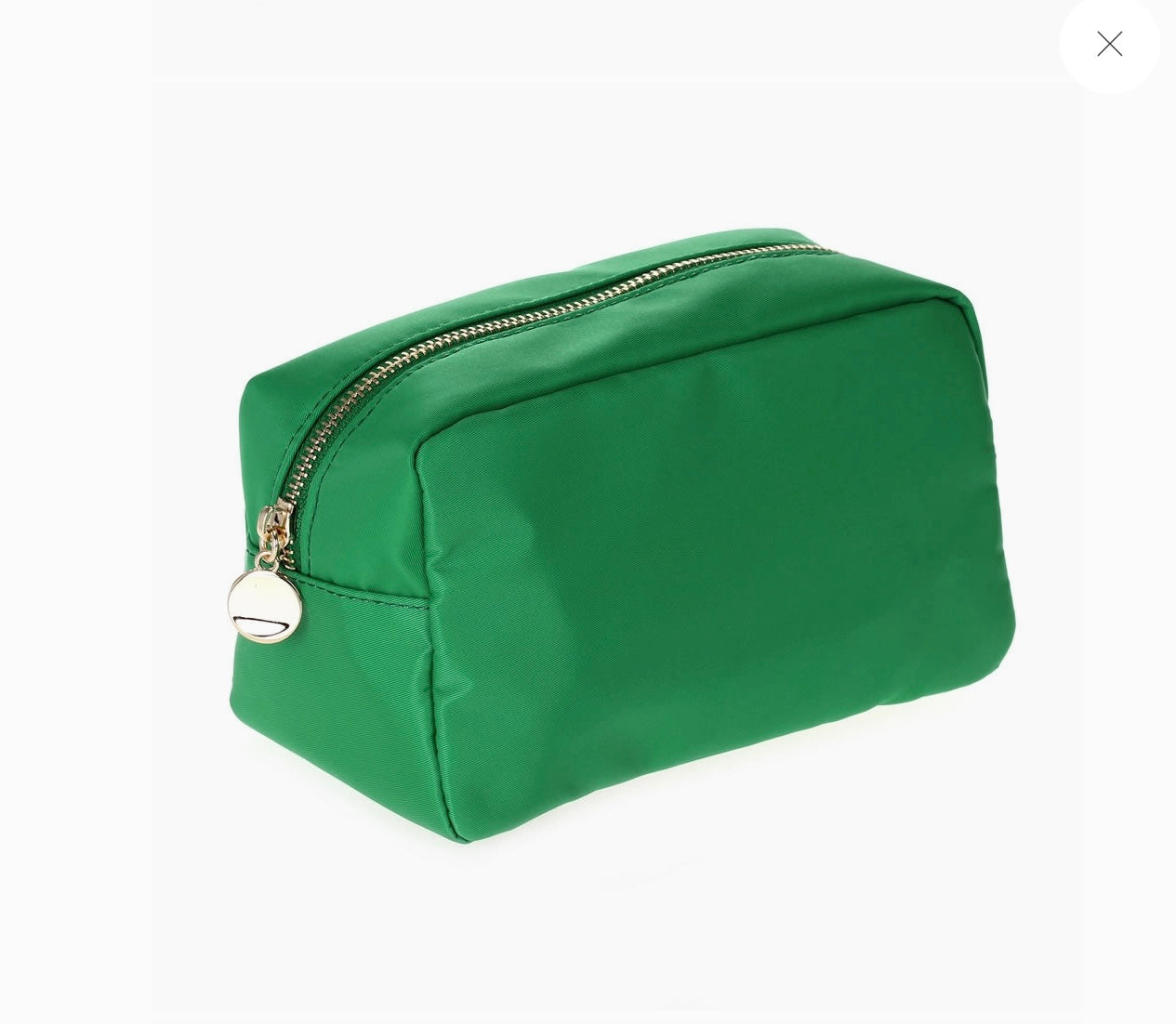 Round Zippered Nylon Cosmetic Pouch Bag - Green