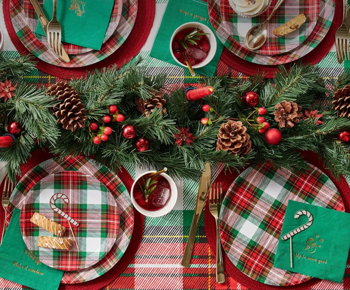 Winter Plaid Paper Plates