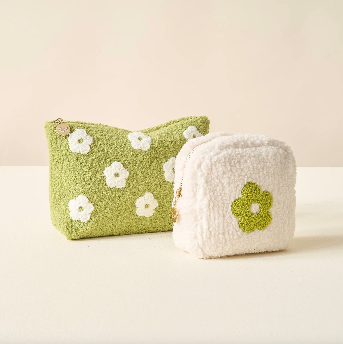 Square Flower Teddy Pouch - Green