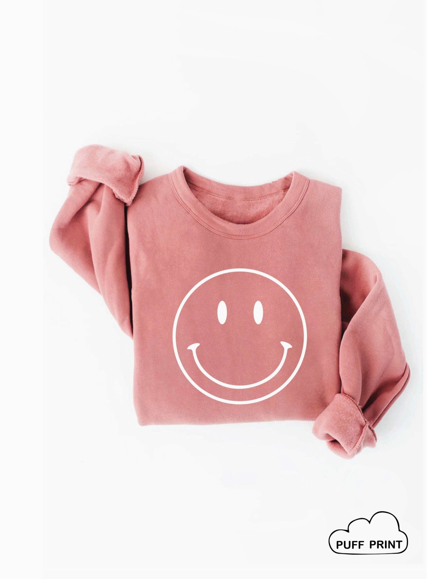 Smiley Face Puff Print Graphic Sweatshirt