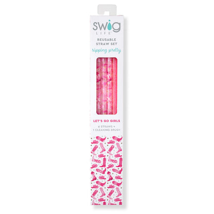 Swig Let's Go Girls Reusable Straw Set