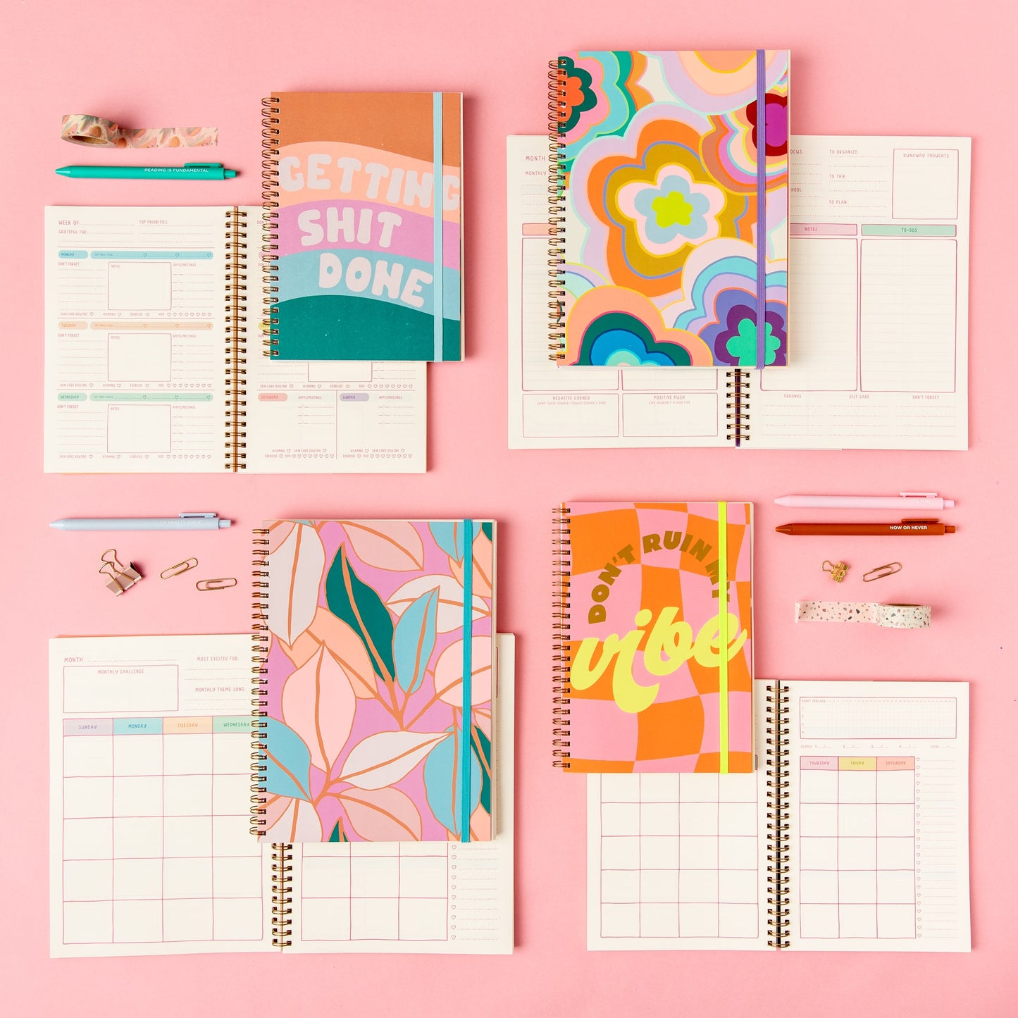 Perpetual Planner - Goal Getter Lite - Trippy Floral (large)