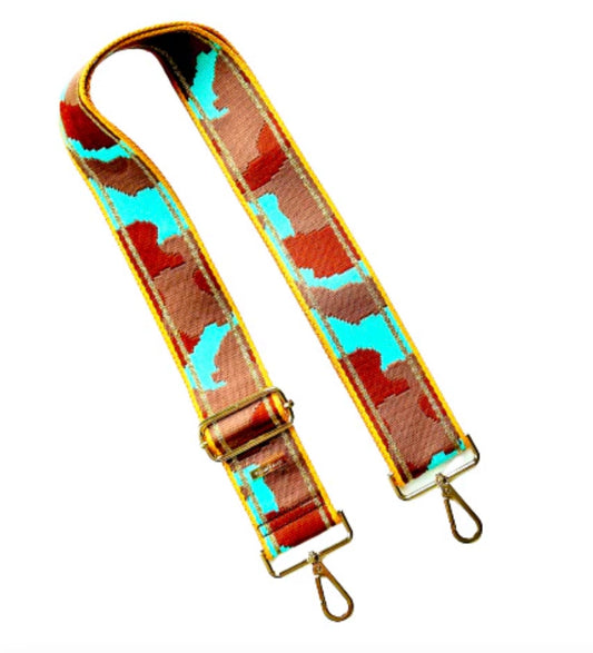 Premium Camouflage Guitar Purse Strap - Teal Brown Camo