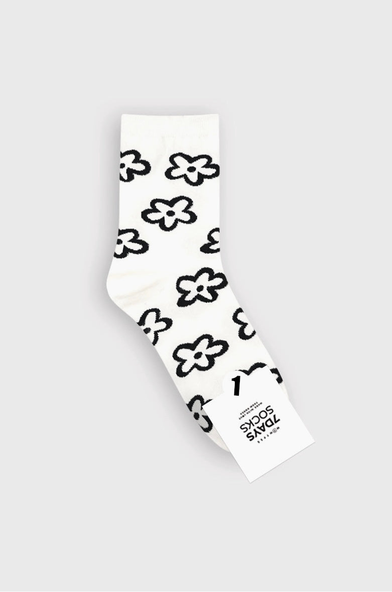 Women's Crew Line Flower Socks